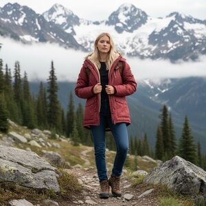 NWOT TRUPPA Burgundy Women’s Faux Fur Hooded Winter Coat Jacket Size Large